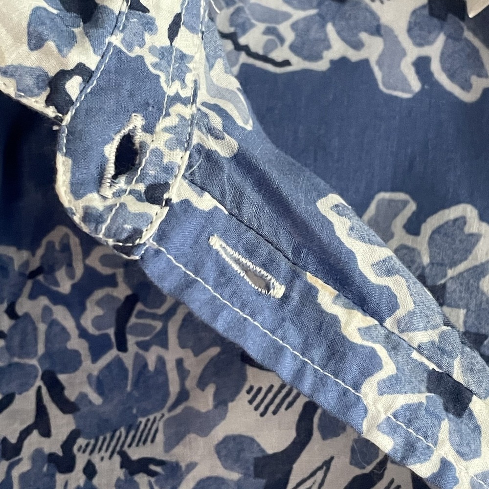 Sézane Pierro Shirt 34 XS Blue White Floral Organic Cotton Button Front Portugal - Picture 6 of 11